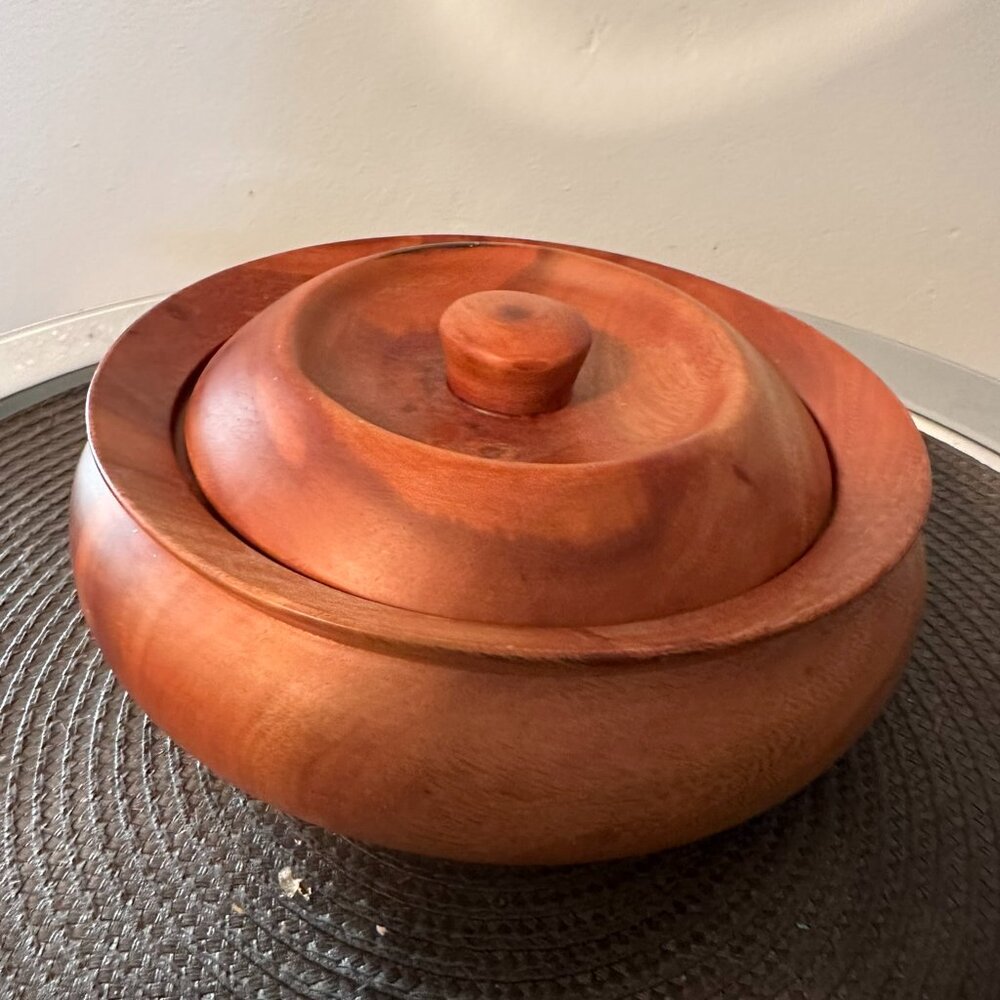 Hand Turned Bowl with Lid -Kamani #H